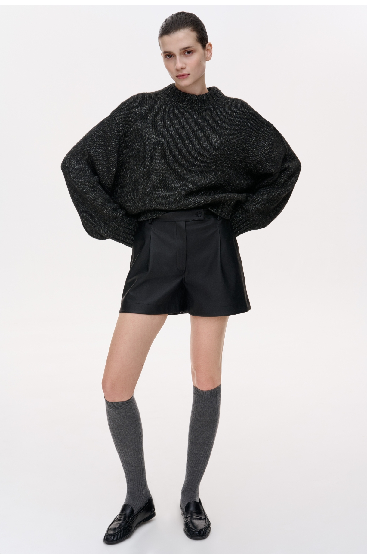 КЛАСИЧНІ МІНІ ШОРТИ З ЕКО ШКІРИ 1227-2 зображення 8