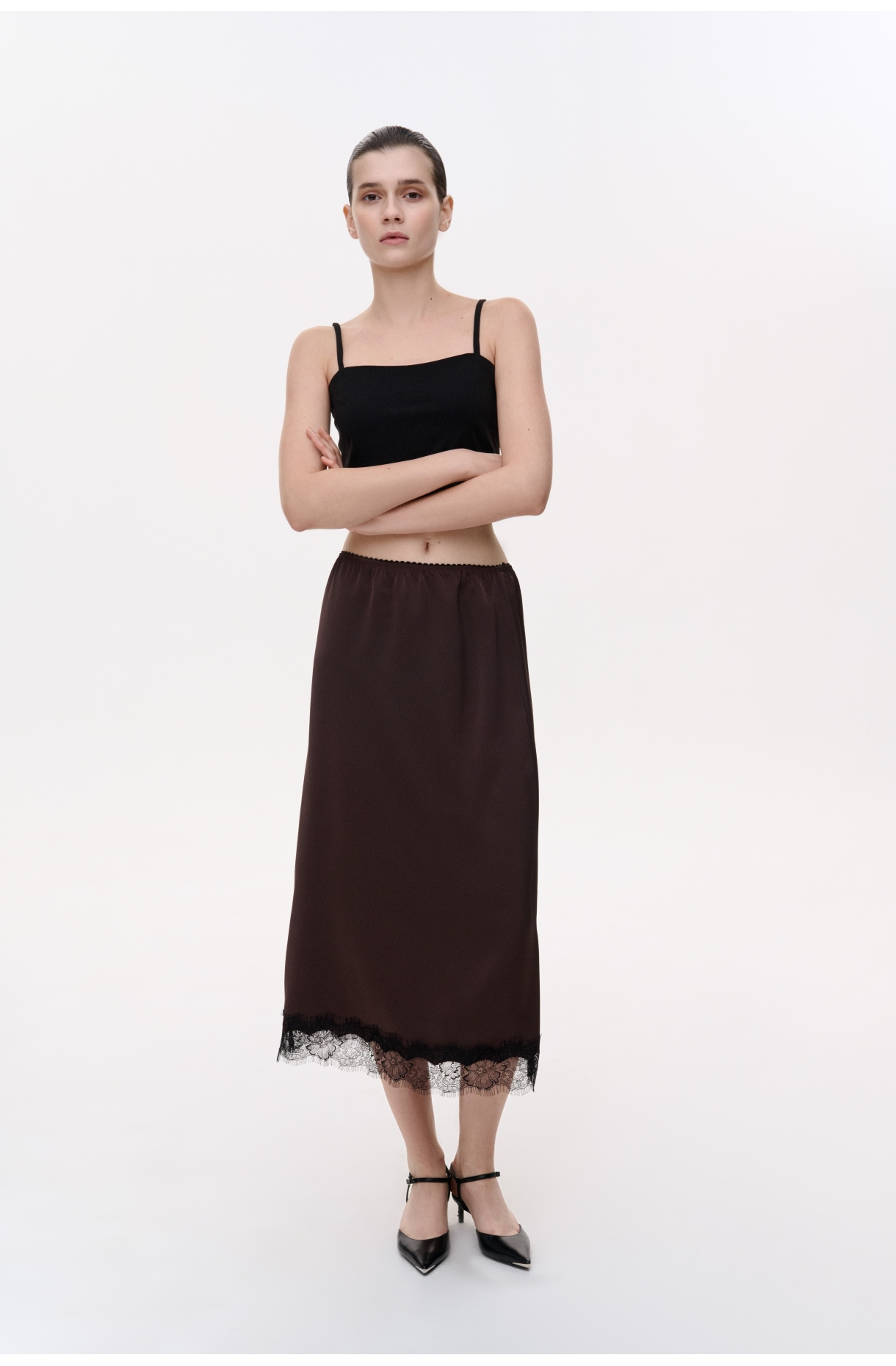 ШОВКОВА СПІДНИЦЯ МІДІ З МЕРЕЖИВОМ 1240 зображення 52