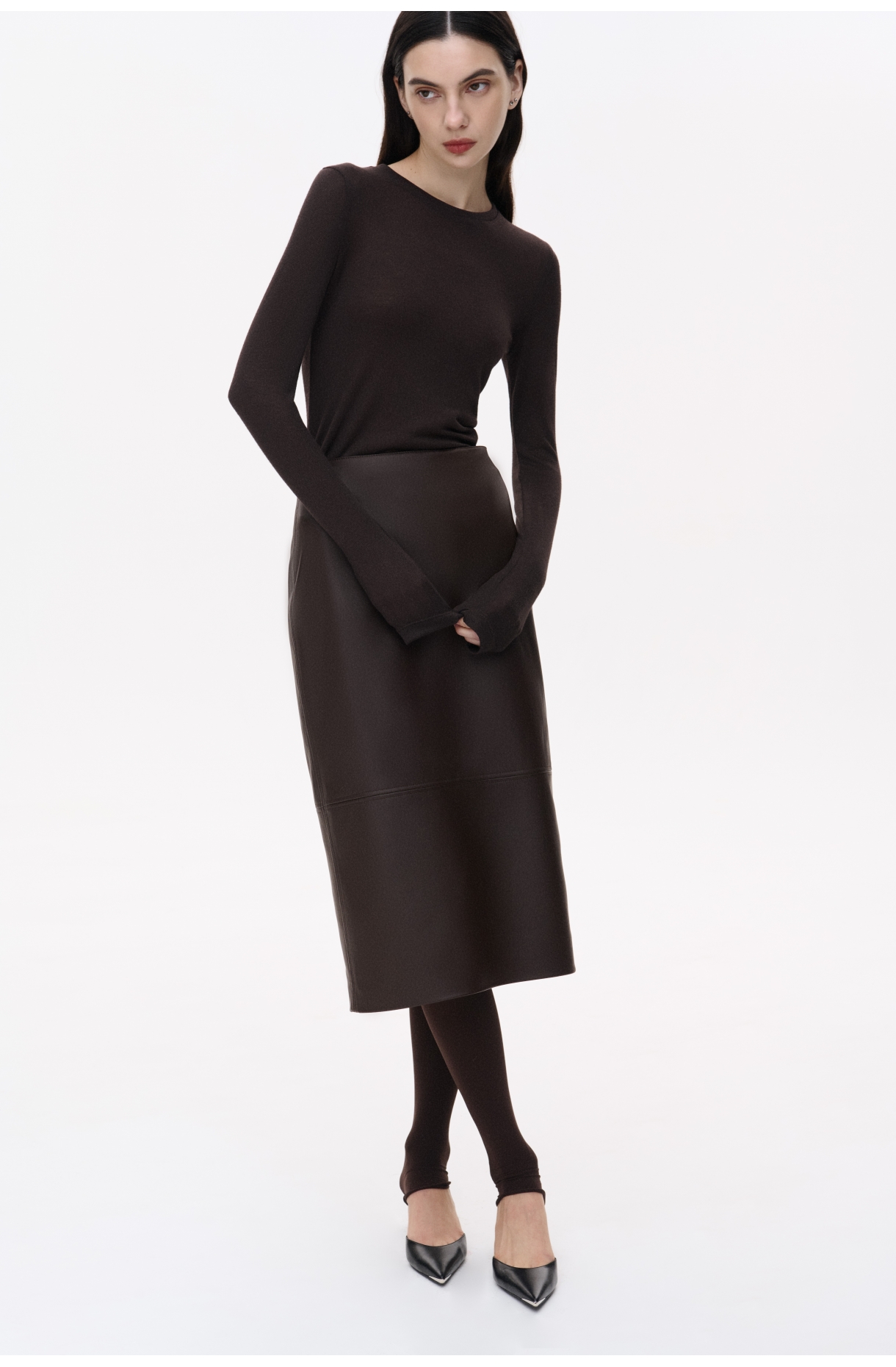 МІДІ СПІДНИЦЯ З ЕКО-ШКІРИ 1242 зображення 12