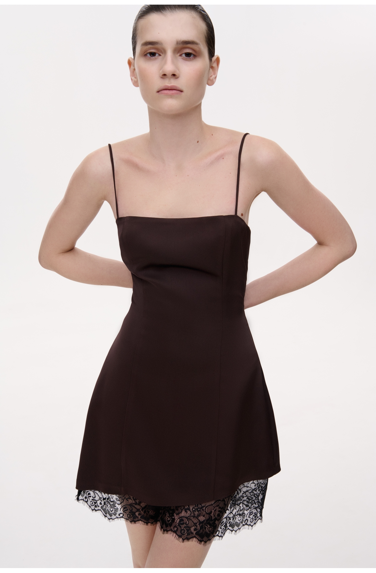 СУКНЯ МІНІ НА ТОНКИХ БРЕТЕЛЯХ З МЕРЕЖИВОМ 1247 зображення 35