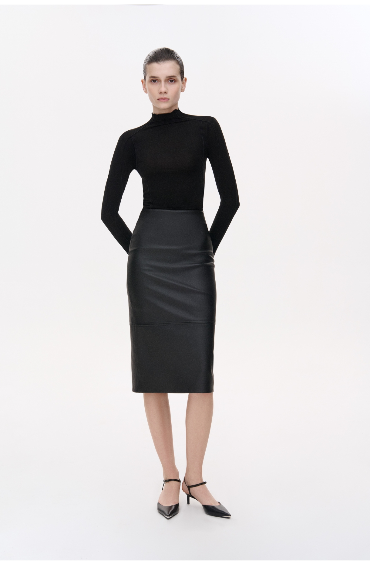 МІДІ СПІДНИЦЯ З ЕКО-ШКІРИ 1242 зображення 11