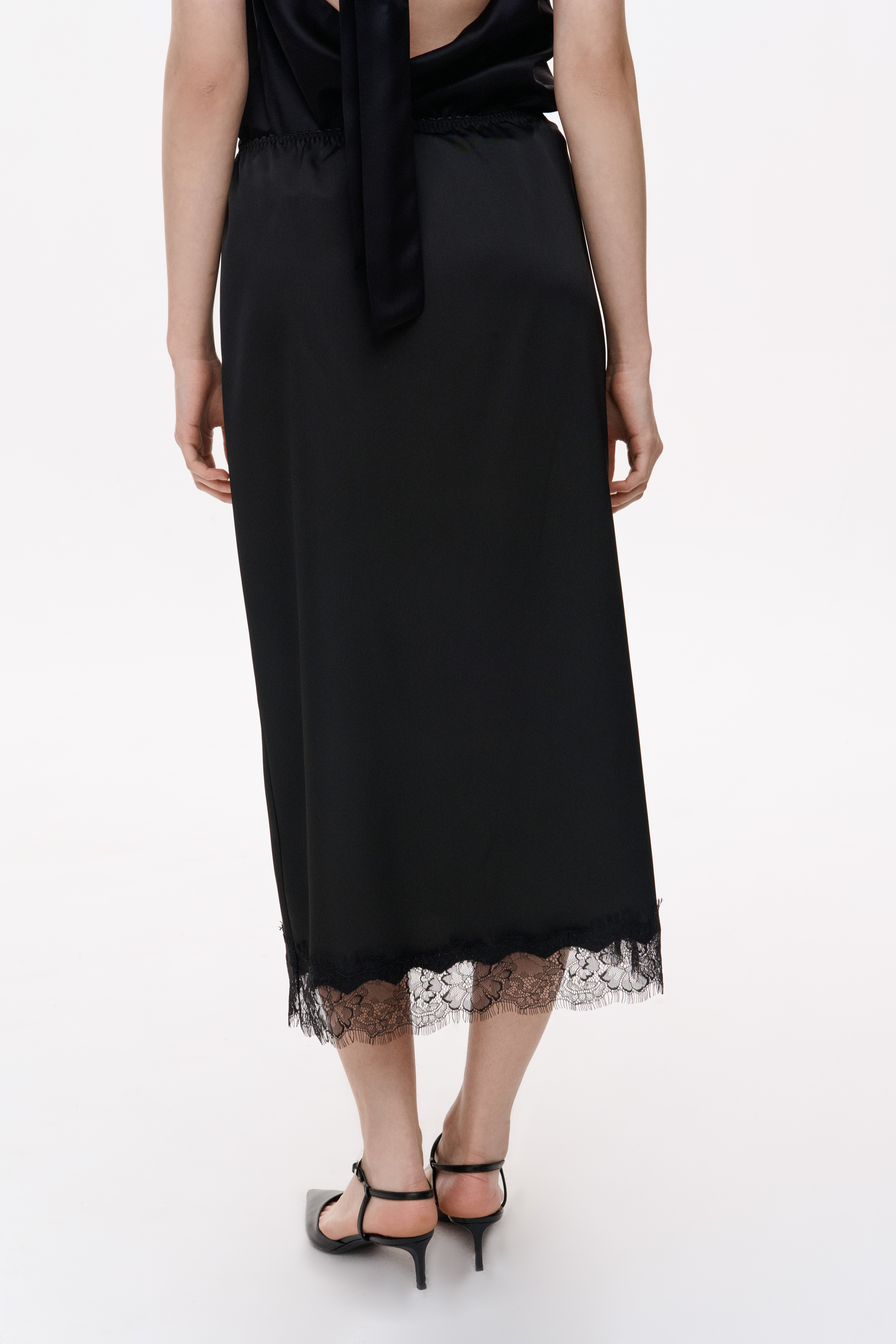 ШОВКОВА СПІДНИЦЯ МІДІ З МЕРЕЖИВОМ 1240 зображення 2