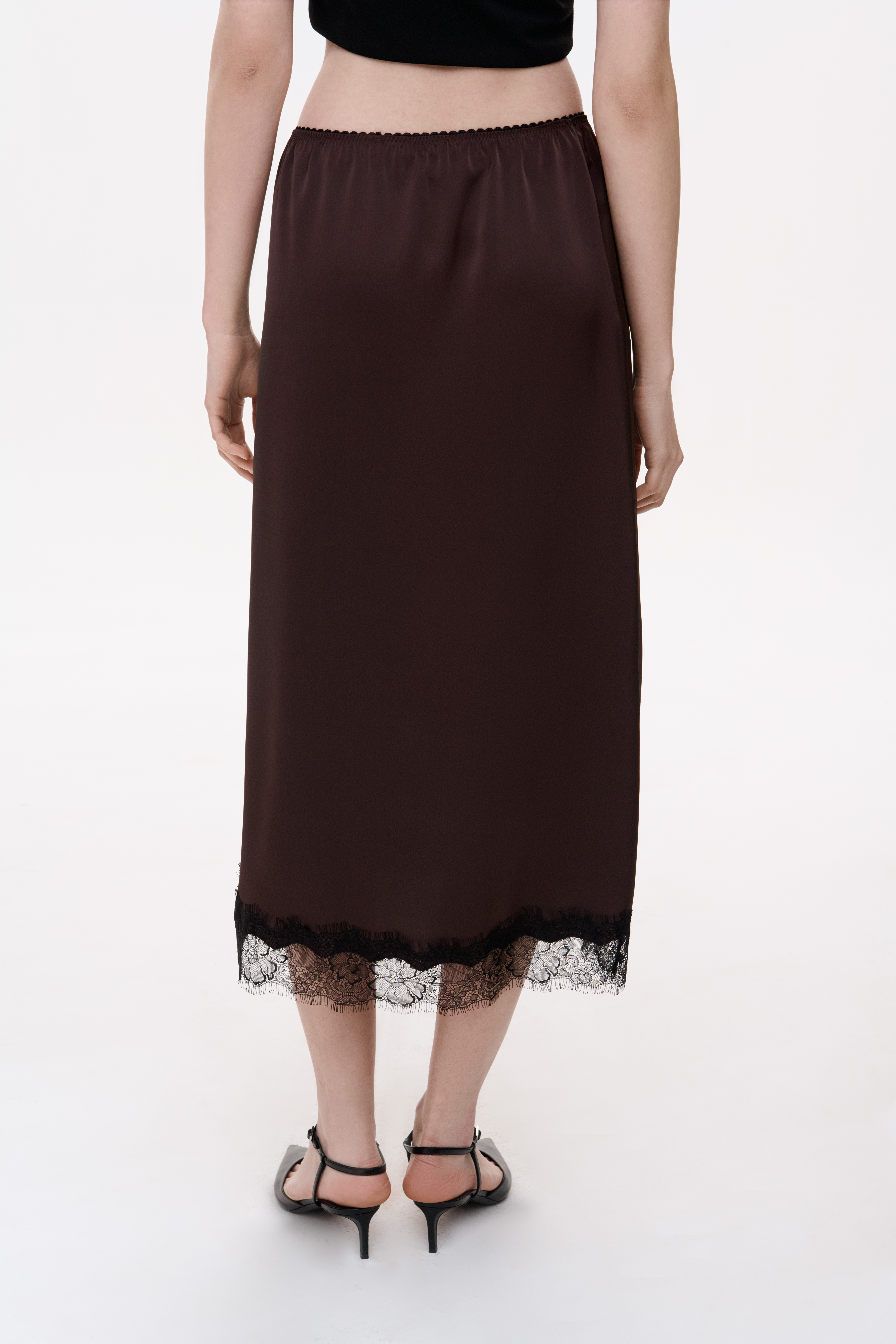 ШОВКОВА СПІДНИЦЯ МІДІ З МЕРЕЖИВОМ 1240 зображення 2