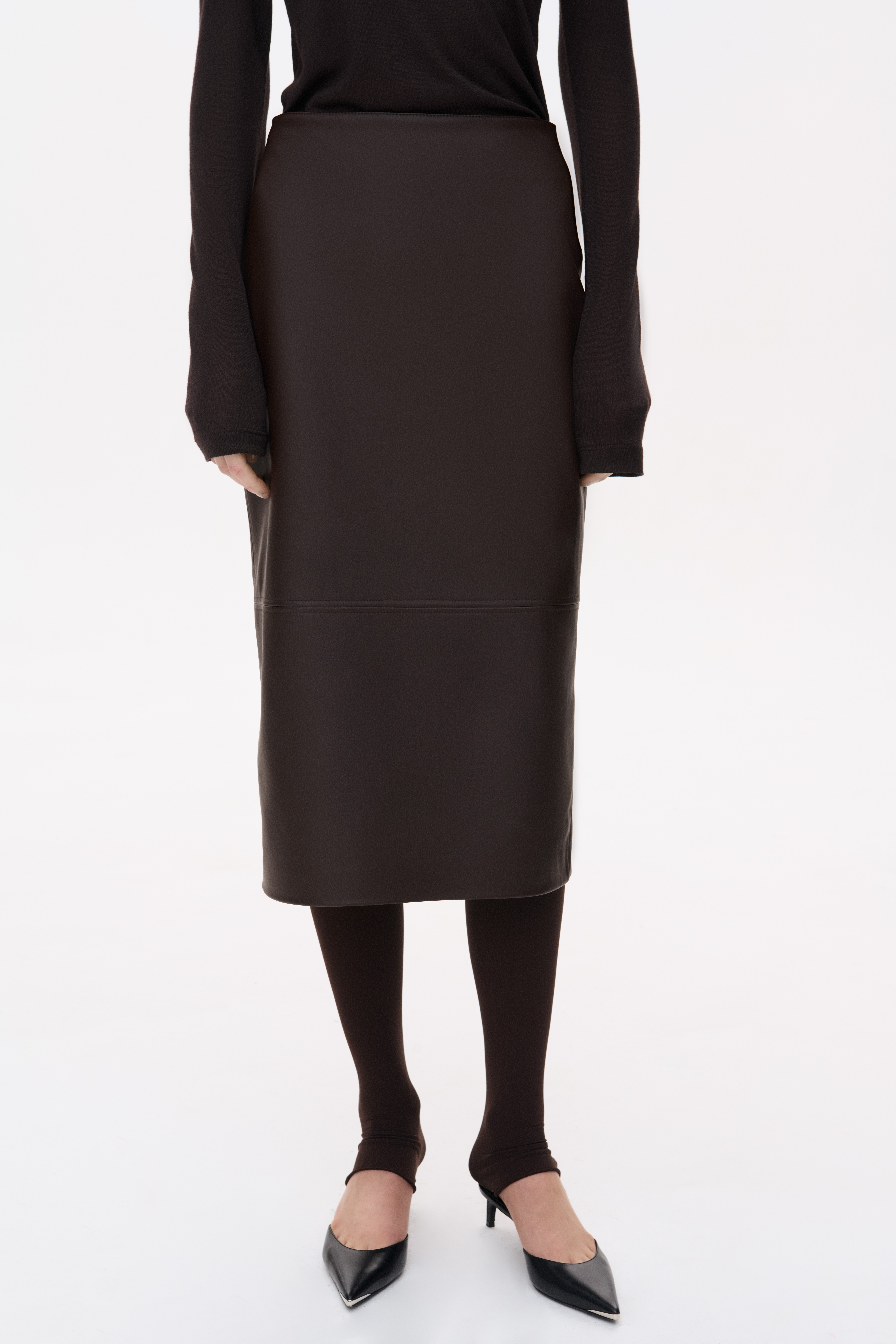 МІДІ СПІДНИЦЯ З ЕКО-ШКІРИ 1242 зображення 1