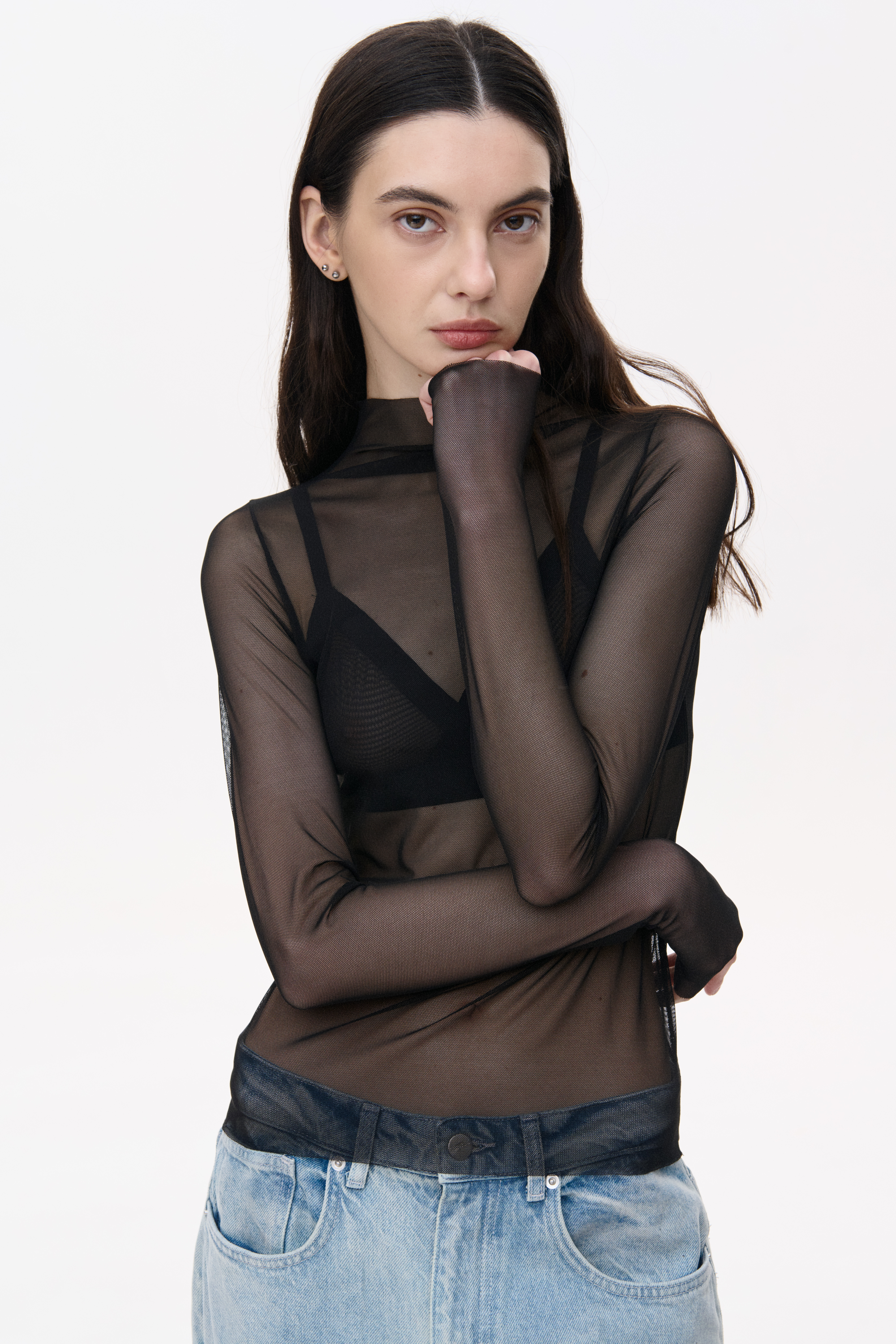 НАПІВПРОЗОРИЙ ТОП З ДОВГИМ РУКАВОМ 1141 зображення 2