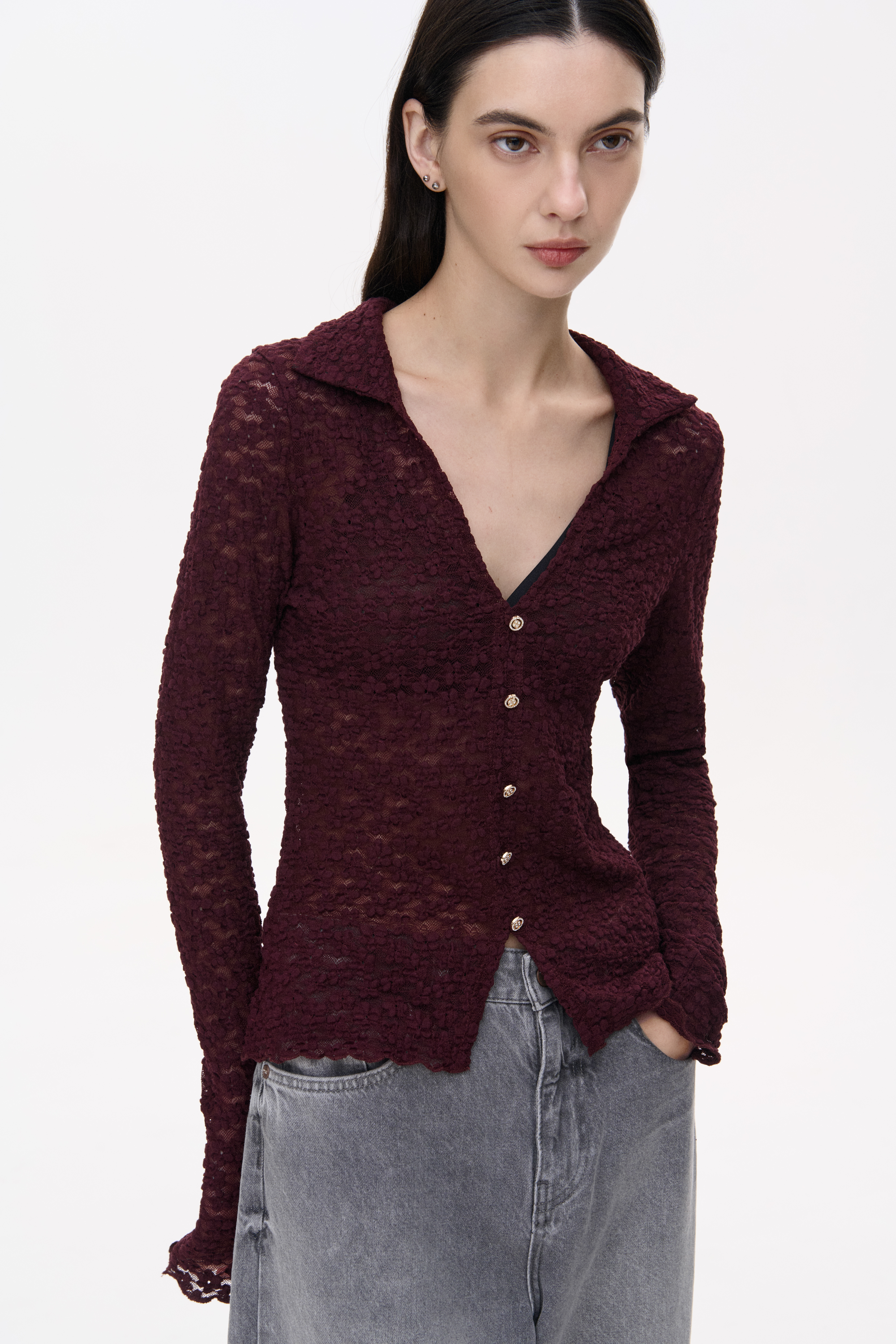 СОРОЧКА З МЕРЕЖИВНОГО ТРИКОТАЖУ 1235 зображення