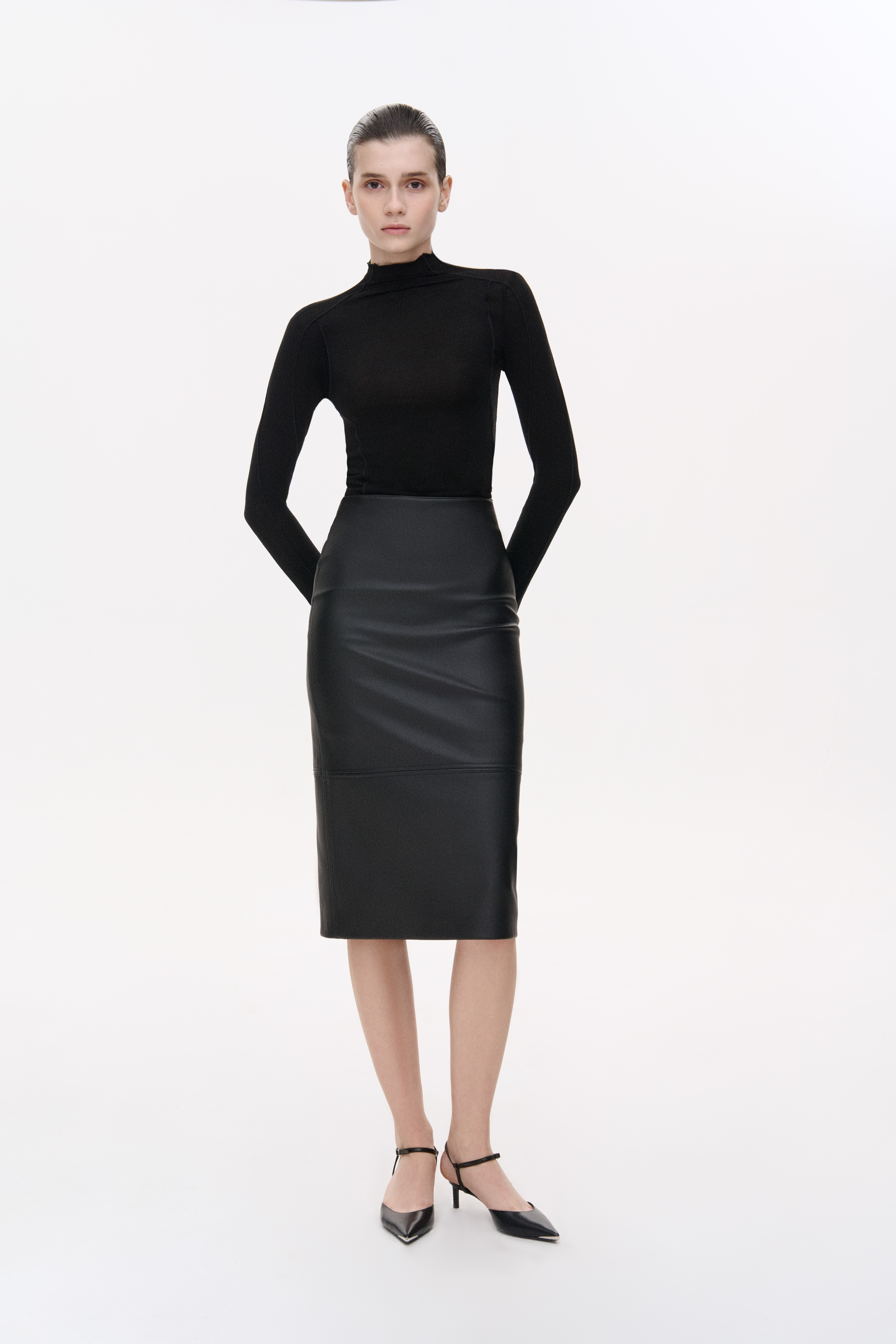 МІДІ СПІДНИЦЯ З ЕКО-ШКІРИ 1242 зображення